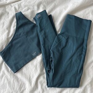 SET Active Deep Teal Ribbed Sports Bra & High-Waist Leggings